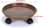 2Pcs Plant Caddy,Planter Pot Mover, Plant Pot Pallet Dolly Caster with Universal Wheels, Round Movable Planter Dolly Trolley Tray Pallet Outdoor Indoor Tree Flower Stand Planter (13 inch+2pcs+brown)