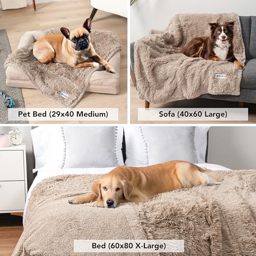 PetAmi Waterproof Dog Blanket for Couch, Bed & Furniture,Reversible Sherpa & Faux Fur Pet Blanket, Leakproof Blanket for Dog Cat, Washable Couch Protector, Soft Calming Pet Throw (40x60, Taupe) - color: Taupe, size: Large (40x60)