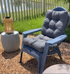 QILLOWAY Outdoor Seat/Back Chair Cushion Tufted Pillow, Spring/Summer Seasonal Replacement Cushions - Pack of 4 (Charcoal Grey/Black)