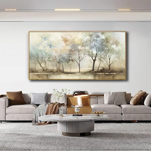 Abstract Wall Art Artwork Retro Trees Pictures Decor Canvas Painting Large Size Framed Ready to Hang Living Room Bedroom and Office Wall Decor 31x70 Inch - color: Light Color, size: 70L" x 31W"