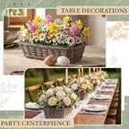 Dandat 1 Set Rectangular Wicker Planter Box for Centerpieces Rattan Planter Basket Kit with Floral Foam & Clear Plastic Liners for Wedding Table Decor, Gardening & Home Decoration