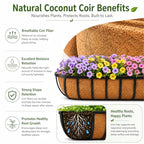 Y&M 48" Coco Liner for Window Box Deck Basket Planter Trough Coconut Fiber Liners, 2pcs Trough Coco Liner Pre-Formed Replacement - color: 2pcs 48in Arc