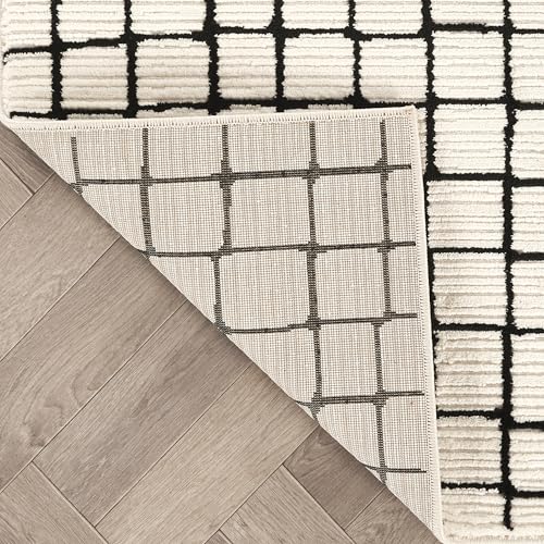 Abani Neutral Collection Cream Area Rug 6' x 9' for Living Room, Bedroom - Modern Design - Durable & Easy to Clean - color: Squares, size: 6' x 9' (Rectangular)