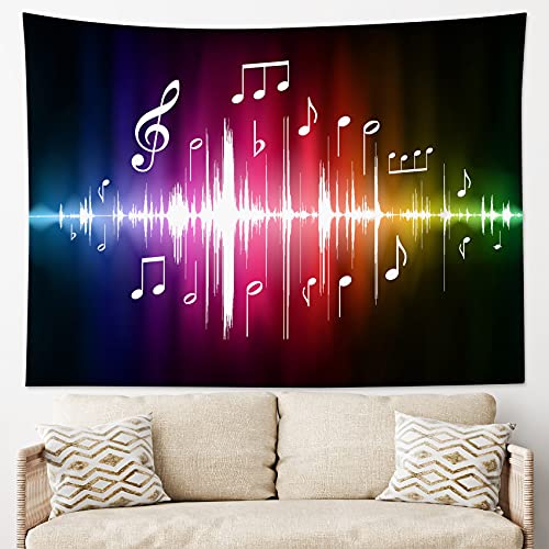 HVEST Music Tapestry Jumping Musical Notes Wall Hanging Hippie Wall Tapestries for Bedroom Living Room Dorm Party Wall Decor,60Wx40H inches - color: Red