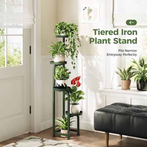 Bamworld Corner Plant Stand Indoor Outdoor, Tall Metal Flower Pot Stands for Multiple Plants, 4 Tier Dark Green Heavy Duty Plant Shelf for Patio Garden Balcony Living Room Bedroom(Patent Design) - color: Dark Green, style: Spiral 4Tier