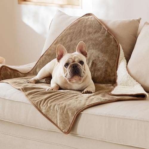 Bedsure Waterproof Dog Blankets for Medium Dogs - Medium Cat Blanket Washable for Couch Protection, Sherpa Fleece Puppy Blanket, Soft Plush Reversible Throw Furniture Protector, 30x40, Camel - color: Camel, size: M(30x40")