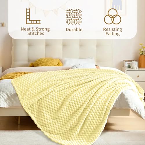 6Pcs Flannel Throw Blanket Bulk, 240 GSM Fleece Cozy Warm Soft Home Decor Lightweight Bed Sofa Blanket for Adults, Suitable for All Seasons - color: Yellow