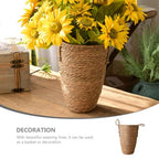 Toyvian Large Woven Plant Basket Boho Straw Flower Pot Indoor Outdoor Decorative Planter for Living Room with Handwoven Rattan Design
