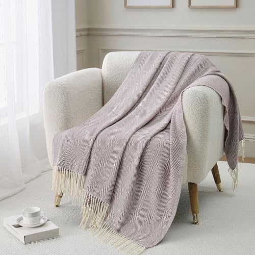 BOURINA Herringbone Throw Blanket,Soft Lightweight Cozy Throw for Bed Couch Decorative Blanket, Purple 50" x 60" - color: Purple, size: 50"x60"