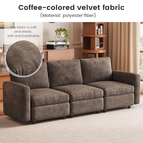 Guyii 3 Seater Secitonal Sofa Luxury Modular Sofa Couch Brown Color Soft Cushion&Seat Modern 3 People Couch for Living Room Apartment Small Space - color: Brown, size: 3 seater