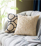 DOKOT Embroidery Throw Pillow Covers Square Cushion Case 100% Cotton with Zipper for Home Decorative 20x20 inches(50x50cm) Beige - size: 20" x 20" (Pack of 1)