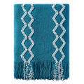 BOURINA Fluffy Chenille Knitted Fringe Throw Blanket Lightweight Soft Cozy for Bed Sofa Chair Throw Blankets, Teal 50" x 60" - color: A-teal, size: 50"×60"