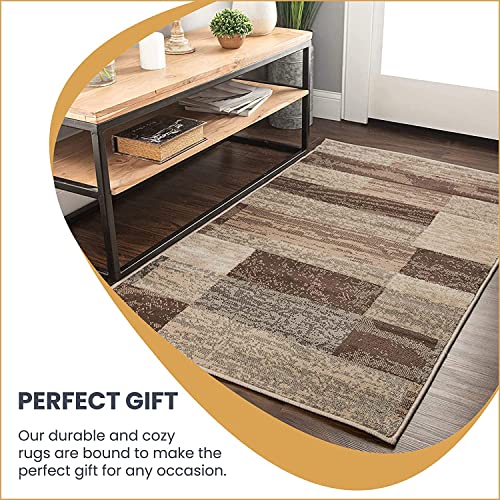 Superior Indoor Area Rug, Jute Backed, Modern Geometric Patchwork Floor Decor for Bedroom, Office, Living Room, Entryway, Hardwood Floors, Rockwood Collection, 3' x 5', Slate - color: Slate, size: 3 ft x 5 ft