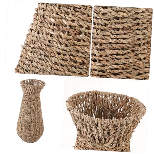 Holibanna Floor Vase Decorative Woven Vase Plant Stands Rustic Wedding Decor Wicker s Tall Ornament European Style Flower Basket Desktop Flower Arrangement Office Straw