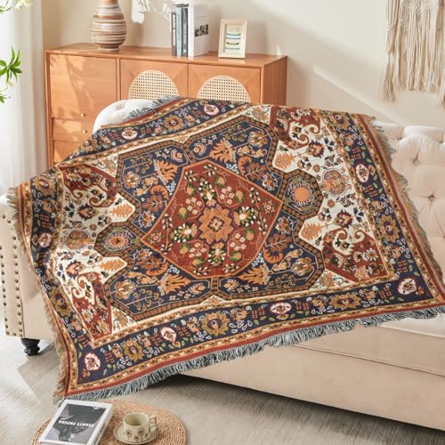 Boho Throw Blanket Reversible Cotton Bohemian Tapestry Hippie Room Decor Outdoor Blanket Double Sided (Boho Patten 50"x60") - color: Boho Patten 7, size: 50*60 inch