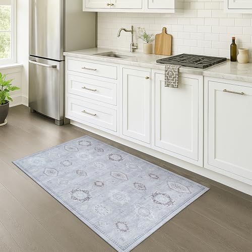 Fame Rugs Modern Oushak Rug 2'5x5, Brown Vintage Turkish Washable Foldable Oriental Antique Inspired Small Area Rugs, Luxury Living Room Bedroom (382MB, 2'5 x 5') - color: 393vg, size: 2'6" x 5' (Rectangular)