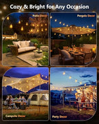 Brightown 175FT Solar String Lights Outdoor Waterproof with Remote, 56+2 LED Shatterproof Bulbs, Dimmable & Timable, 3 Light Modes - Commercial Grade Patio Lights for Garden Backyard Party Decor - size: 175FT(56 Sockets)