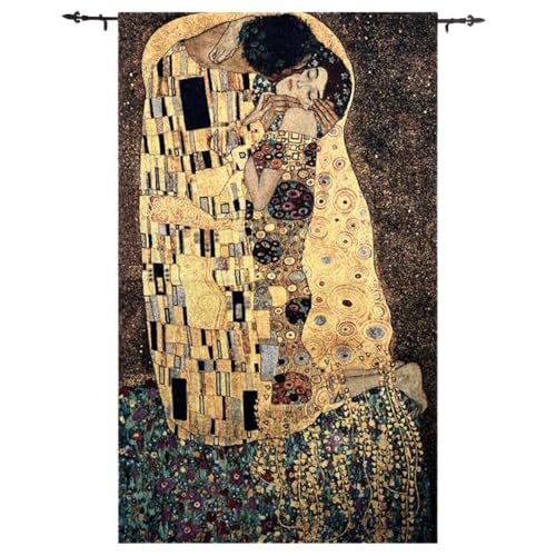 ORIMONY The Kiss by Gustav Klimt Woven Tapestry Wall Hanging, Large Vintage Medieval Tapestry for Room Aesthetic (94L x 54W) - size: 94"L x 54"W