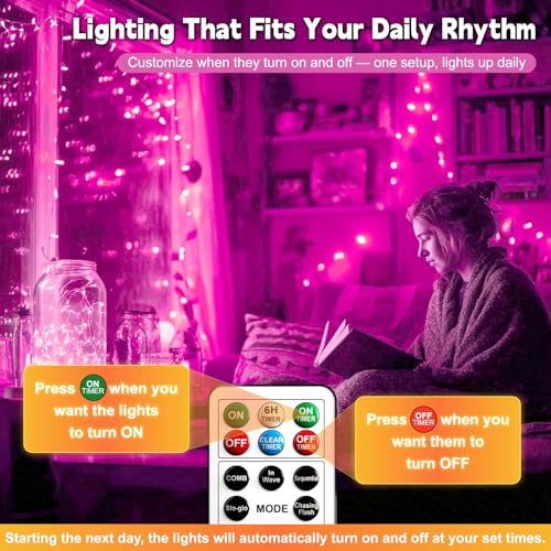ZSJWL 6 Pack Rechargeable Fairy Lights with Remote & DIY Timer, 7Ft 20LED Mini Battery String Light, Twinkle Silver Copper Wire Lights for Wedding Party Bedroom Christmas Table Decoration (Pink) - color: Pink, size: 6 Pack – Rechargeable