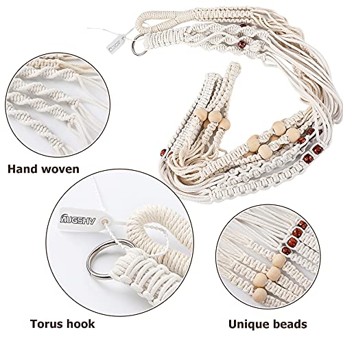 Augshy Macrame Plant Hanger, 2 Packs Plant Hangers, Hanging Planter for Indoor Plants Decorative Macrame Pot Hanger for Home Decor - color: White, size: 35 Inches