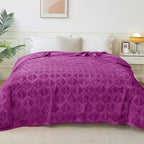 Exclusivo Mezcla King Size Fleece Blanket for Bed, Super Soft and Cozy Blankets All Season Use, Leaves Pattern, Plush Fuzzy Lightweight, Purple, 90x104 Inch - color: Purple, size: King(90"x104")