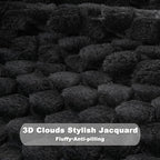 NEWCOSPLAY Super Soft Queen Blanket Black Premium Silky Flannel Fleece 3D Clouds Stylish Jacquard Lightweight Bed Blanket All Season Use 350GSM (Black, Queen(90"x90")) - color: Black, size: Queen(90"x90")