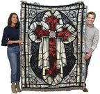 Pure Country Weavers Red Cross Blanket - Religious Gift Tapestry Throw Woven from Cotton - Made in The USA (72x54) - color: Red Cross, size: 72x54