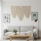 oiikain Large Handmade Boho Macrame Wall Hanging Tapestry - Chic Bohemian Woven Home Decor art for Living Room, Bedroom, and Wedding Parties (BeigeF)