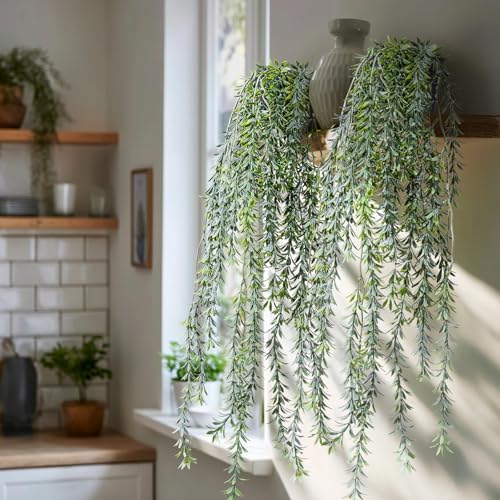 Artificial Hanging Plant 2 Pcs Faux Plant Ivy Vine Faux Eucalyptus Vines Fake Potted Greenery for Wall Living Room Home Shelf Office Bathroom Outdoor Indoor Decor (Type 5) - color: Type 5