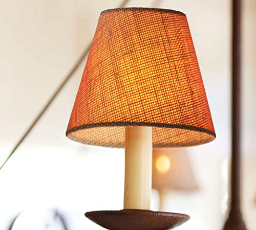 Small Lamp Shade Set of 6 Chandelier Shades 3" X 6" X 5" Burlap Lampshade Clip On Bulb Farmhouse Chandelier Shade - color: Natural