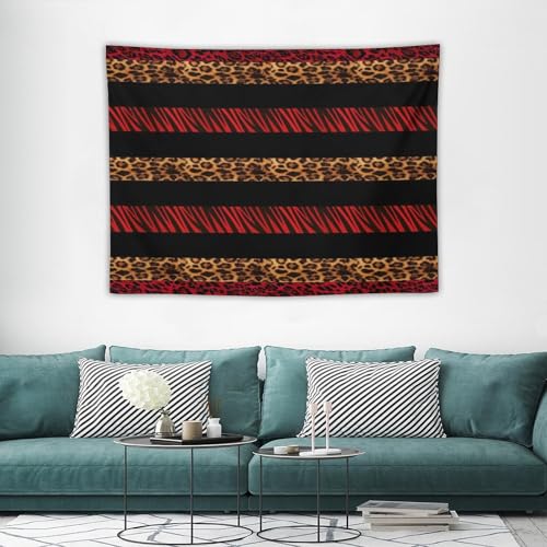 DDCBNS Red and Black Stripes Zebra Leopard Fur Print Wall Tapestry - Wild Animal Skin Texture Art for Bedroom Living Room Dorm Decor 40" x 30" - color: Animal Skin_2, size: 40"L x 30"W