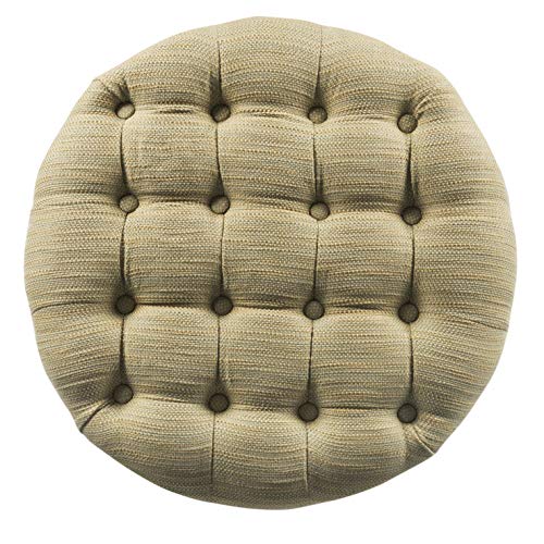HomePop 25" Button Tufted Round Storage Ottoman - Tan & Cream Tweed - color: Tan and Cream Tweed