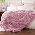 Ultra Soft Cozy Faux Fur Throw Blanket, Fuzzy Plush Thick Bubble Blanket, Oversize Luxury Fluffy Blanket for Couch, Bed, and Living Room, 60x80 Inches, Pink - color: Pink, size: Twin