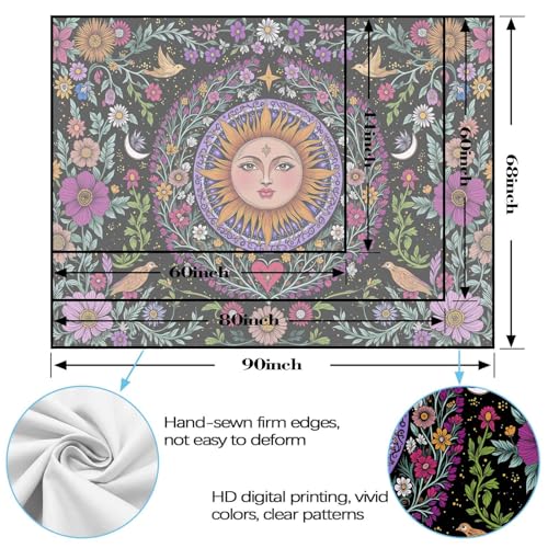 Kanuyee Mystical Sun Face Wall Tapestry, Bohemian Nature Tapestries for Room Decor, Artistic Tapestry 80"x60" - color: Orange Purple, size: 80"L x 60"W