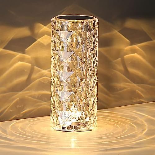 Portable Crystal Table Lamp,3 Color Touch Control Rechargeable Lamp,Crystal Bedside Lamp,Night Light,Room Decor Desk Lamp,Bedroom,Living Room,Kitchen,Dining Room Lamp (3-Color Rose) - color: 3-Color Rose