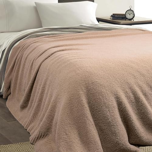 JOOJA Dusty Rose Fuzzy Knitted Blanket, Soft Plush Queen Size for Bed, Cozy Lightweight Blanket for All Seasons, Dusty Rose, 90x90 - color: Dusty Rose, size: 90x90