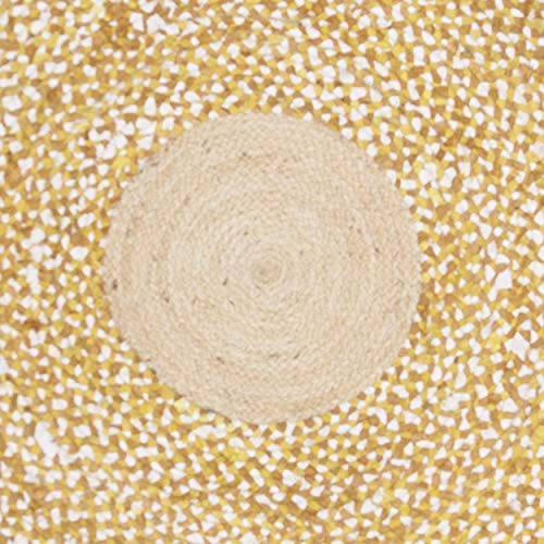 SAFAVIEH Cape Cod Collection Area Rug - 3' Round, Gold & Natural, Handmade Braided Jute & Cotton, Ideal for High Traffic Areas in Living Room, Bedroom (CAP210D) - color: Gold/Natural, size: 3' (Round)