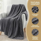 Exclusivo Mezcla Fleece Bed Blanket Queen Size, Lightweight Jacquard for Spring Summer, Soft Cozy Breathable Blankets, Dark Grey, 90x90 Inches - color: Dark Grey, size: Queen ( 90x90 IN )