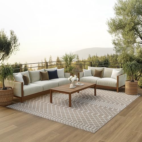Nourison Home Positano Beige 8' x 10' Area Rug - Easy Clean, Non Shedding, Bed Room, Living Room, Dining Room, Kitchen (8' x 10') - color: Beige, size: 8' x 10' (Rectangular)