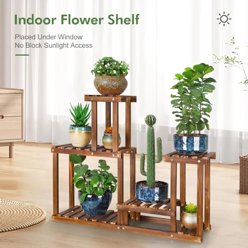 Plant Stand for multiple Plants Stands Indoor Outdoor Flower Pot Stand 5 Tiers Flower Shelf Rack Plants Stands for Patio Balcony Living Room （Upgrade 2 in 1 ）