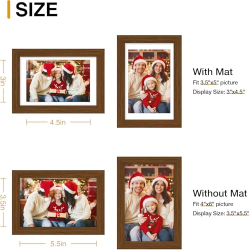 decorUhome 4x6 Picture Frame Set of 10, Display Photos 3.5x5 with Mat or 4x6 Unmatted for Picture Frames Collage Wall Decor, Brown - color: Brown, size: 4x6