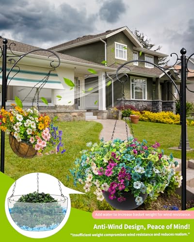2 Sets Artificial Hanging Plants Flowers with Basket for Outdoors | 30 Bundles UV Resistant Fake Plants Spring Summer Decoration Faux Garden Patio Yard Front Porch Balcony Arrangement