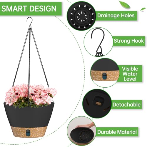 ZMTECH 2 Pack 8 Inch Hanging Planters for Indoor Plants, Modern Gray Hanging Planter with Visible Water Level Window & Removable Tray, Decorative Plant Hanger Indoor for Home Decor - color: Gray, size: 8 Inch