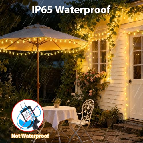 OMIKA Globe Outdoor String Lights Plug in, Connectable 66ft 120LED Crystal Ball Light Waterproof Remote, 24 Colors Decorative Lights for Patio Umbrella Tent Garden Eaves Party Indoor Christmas Décor - color: Color Changing, size: 66ft 120LED