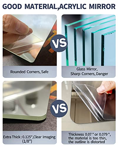 Shatterproof Peel and Stick on Mirror Tiles for Wall Decorative, 4 pcs 8”x8” Unbreakable Small Mirrors for Wall Classroom Decor, Toddlers Mirror for Kids Bedroom, Plastic Door Adhesive Mirrors - color: Silver, size: 4 Pcs-8x8 Inch