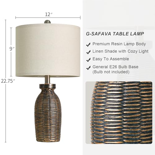 22.75" Table Lamps for Living Room Small Lamps for Bedroom Bedside Lamps Set of 2 Boho Lamps for Night Stands Nightstand Lamp Farmhouse Vintage Rustic Modern Side End Table Lamp Light Home Deco Gifts - color: Black & Gold