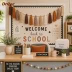 DrCor Boho Terracotta Rainbow Tassel Garland – Classroom Decor for Teachers, Bulletin Board Decorations, Back to School Wall Hanging for Nursery, Kids Room, Baby Shower & Party Decor