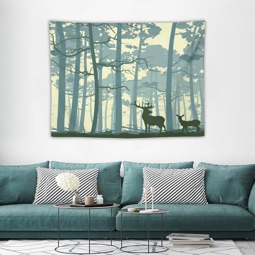 ZhiRain Rustic Forest Tapestry Wall Hanging Farmhouse Cabin Tree Lodge Hunting Deer Camping Vintage Country Tapestries Home Decor for Living Room Bedroom Apartment Dorm 30"x40" - color: Cabin-22, size: 30"L x 40"W