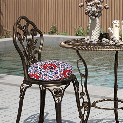 Bistro Chair Cushions 15 inch,Set of 2,Tufted Round Chair Cushions with Ties,15"x15"x4",Water Resistant Round Seat Cushion for Barstool Chairs,Patio Garden Kitchen Outdoor Furniture(Red Medal) - color: Red Medal, size: 15"x15"