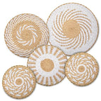 Crafts Central Boho Wall Basket Decor with Included Wall Hooks – Rattan Hand Crafted Wall Art - Bohemian Rustic Home Décor for Kitchen, Living Room, and Bedroom - Set of 5 Woven Baskets